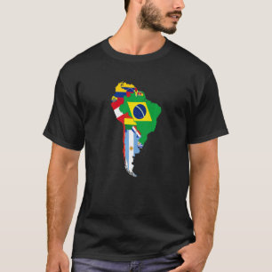 Zuid-Amerika Vlaggen Omtrek Silhouet Hispanic Co T-shirt