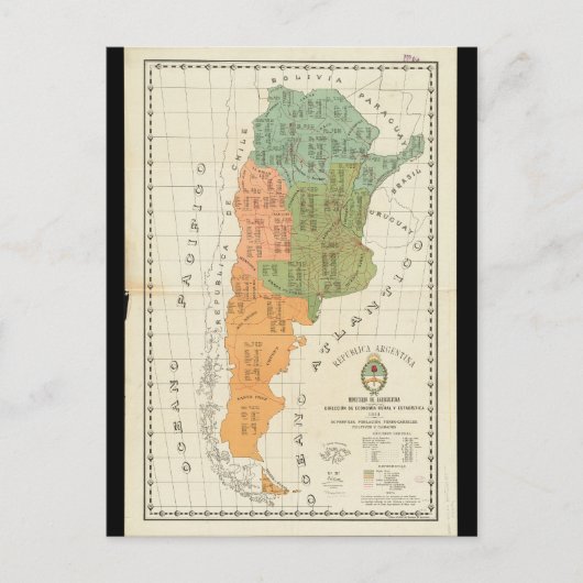 Zuid-Amerikaanse Kaart Briefkaart (Voorkant)