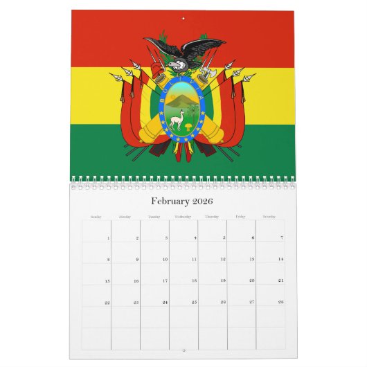 zuid - amerikaanse vlaggen kalender (Feb 2026)