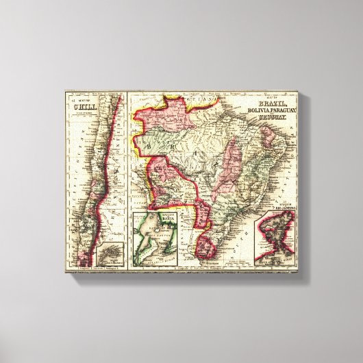 Zuid-AmerikaPanoramische KaartZuid-Amerika 2 Canvas Afdruk (Voorkant)