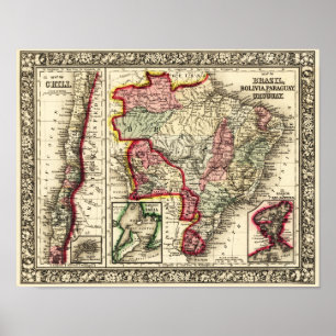 Zuid-AmerikaPanoramische KaartZuid-Amerika Poster