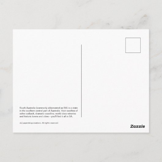 Zuid-Australië Briefkaart (Achterkant)