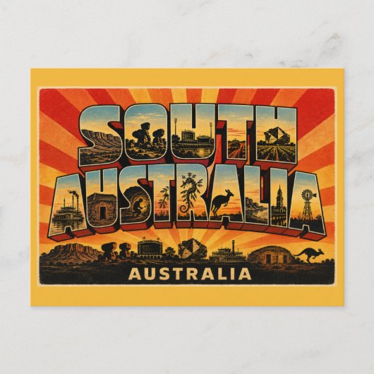 Zuid-Australië Vintage Reisposter Kunst Briefkaart (Voorkant)