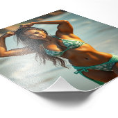 Zuid-Aziatisch fitnessmodel in badmode op het stra Foto Afdruk (Hoek)