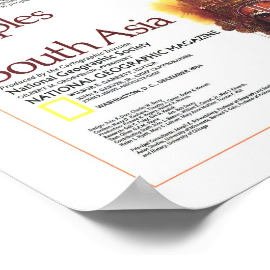 "Zuid-Azië: kaart van 1984 met volkeren en cultuur Poster (Hoek)