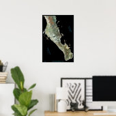 Zuid-Baja California, Mexico satellietposter Poster (Thuiskantoor)