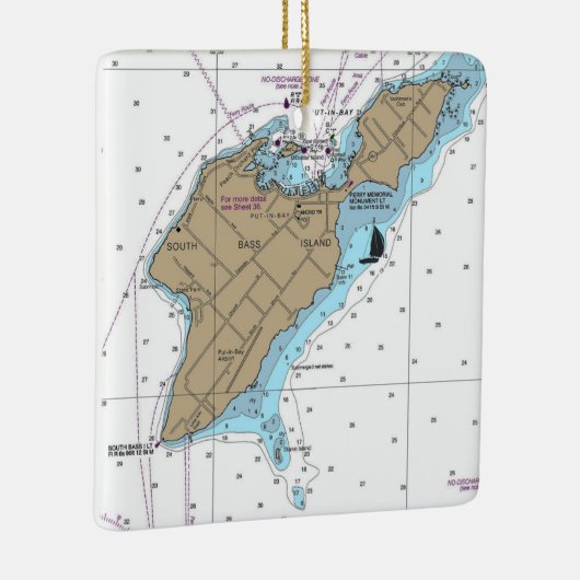 Zuid-Basseiland OH Nautical Chart Keramisch Ornament (Rechts)