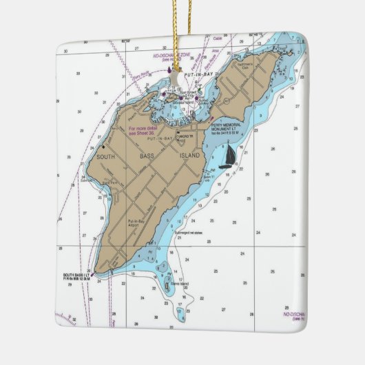 Zuid-Basseiland OH Nautical Chart Keramisch Ornament (Links)