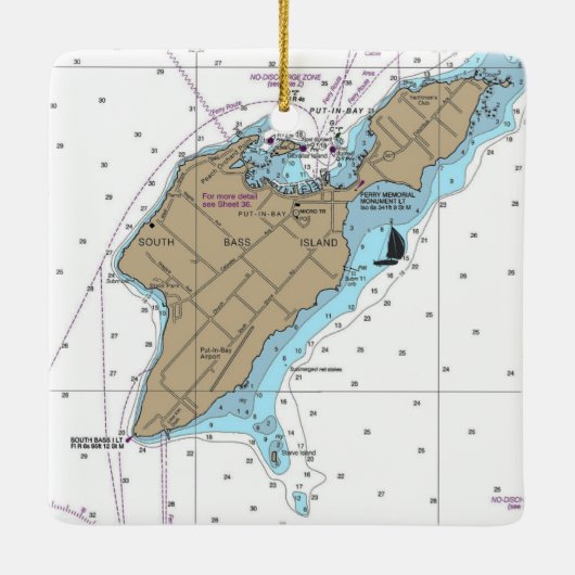 Zuid-Basseiland OH Nautical Chart Keramisch Ornament (Achterkant)