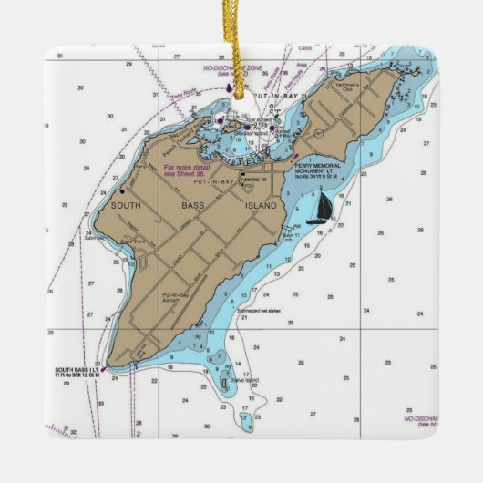 Zuid-Basseiland OH Nautical Chart Keramisch Ornament (Voorkant)