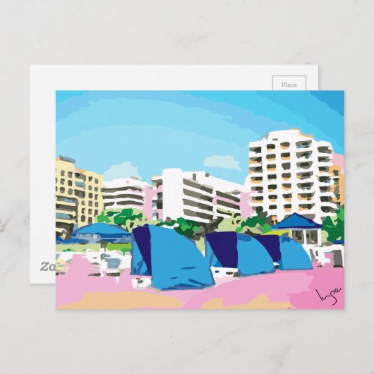 ZUID-BEACH, MIAMI, FLORIDA BRIEFKAART (Voorkant / Achterkant)