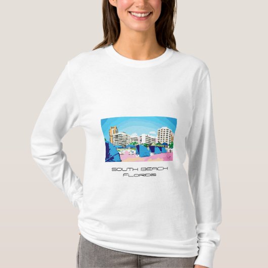 ZUID BEACH, MIAMI, FLORIDA T-shirt (Voorkant)