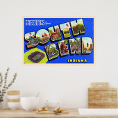 Zuid-Bend Indiana  groot Briefkaart met grote lett Poster (Keuken)