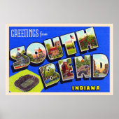 Zuid-Bend Indiana groot Briefkaart met grote lett Poster (Voorkant)