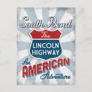Zuid-Bend Lincoln Highway -Amerika Indiana Briefkaart