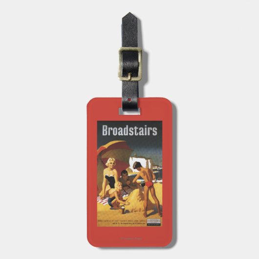 Zuid-Britse Spoorwegfamilie op strand Bagagelabel (Voorkant verticaal)