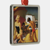 Zuid-Britse Spoorwegfamilie op strand Metalen Ornament (Rechts)