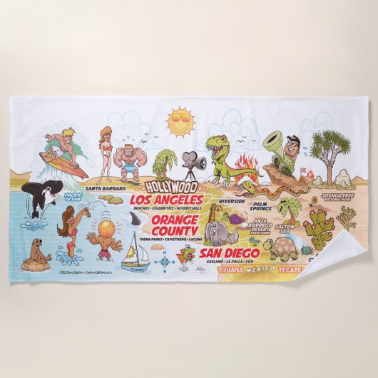 Zuid-Californië Beach Blanket Strandlaken (Voorkant)