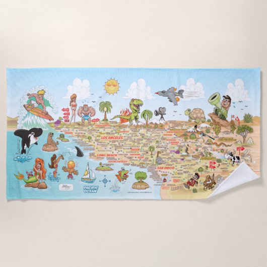 Zuid-Californië Beach Blanket Strandlaken (Voorkant)