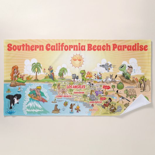 Zuid-Californië Beach Paradise Blanket Strandlaken (Voorkant)