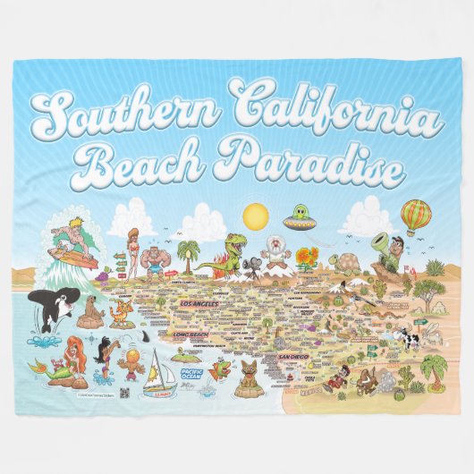 Zuid-Californië Beach Paradise Fleece Deken (Voorkant (Horizontaal))