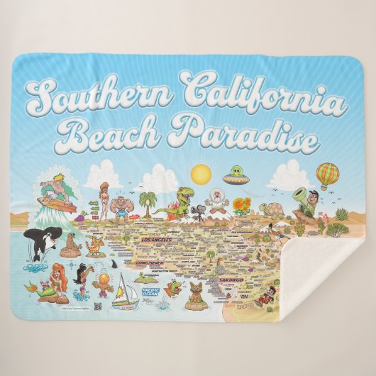 Zuid-Californië Beach Paradise Fleece Deken (Voorkant (horizontaal))
