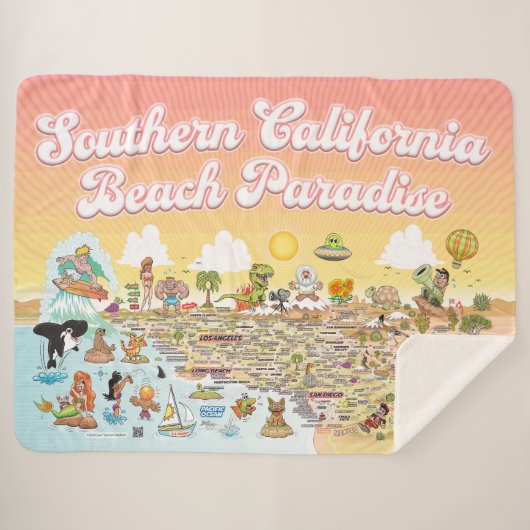 Zuid-Californië Beach Paradise Fleece Deken (Voorkant (horizontaal))