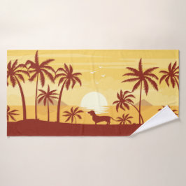 Zuid-Californië Dachshund Beach Handdoek Zonsonder