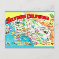 Zuid-Californië Kaart Ansichtkaart