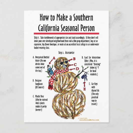 Zuid-Californië Seasonal Person Briefkaart (Voorkant)