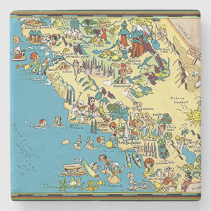 Zuid-Californië Vintage Picturale Kaart Stenen Onderzetter