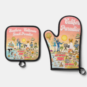 Zuid-Californisch strandparadijs Ovenwant & Pannenlap Set