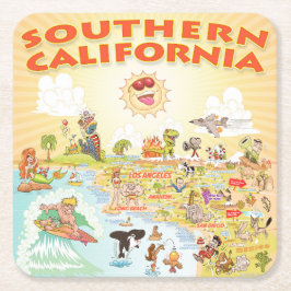 Zuid-Californische Cartoon Square Onderzetter