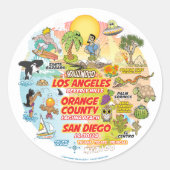 Zuid-Californische Klassieke Ronde Sticker (Voorkant)