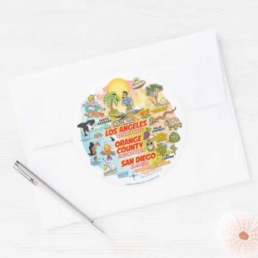 Zuid-Californische Klassieke Ronde Sticker (Envelop)