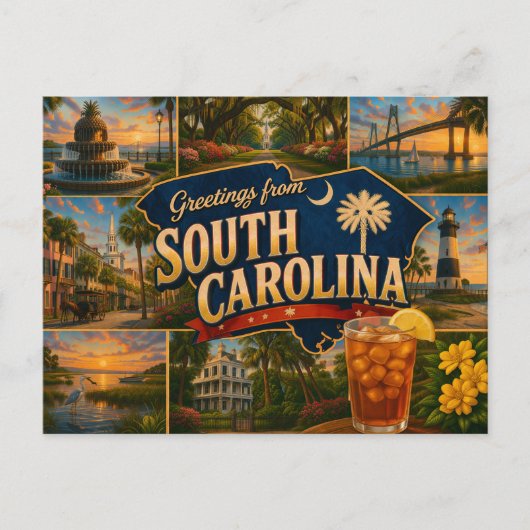 Zuid-Carolina Ansichtkaart Briefkaart (Voorkant)
