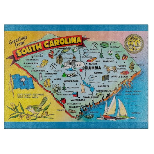 Zuid-Carolina ansichtkaart Snijplank (Voorkant)