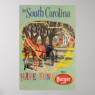 Zuid-Carolina Kunstprint Burger Bier Reisposter Poster