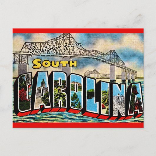 Zuid-Carolina Oude Groet Briefkaart (Voorkant)