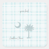 Zuid-Carolina Plaid Palm Tree & Moon Vierkante Sticker (Voorkant)