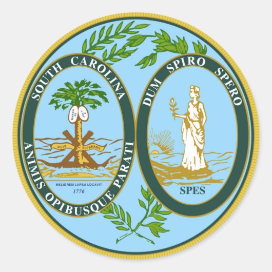 Zuid-Carolina staatsmerk van de Amerikaanse republ Ronde Sticker (Voorkant)