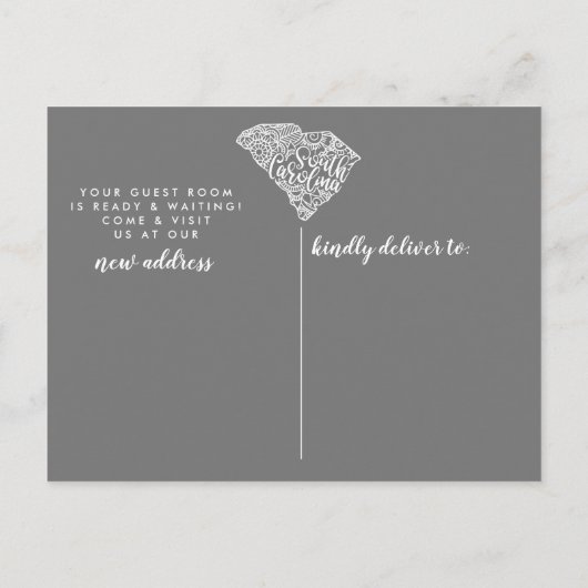 ZUID CAROLINA State Moving Announounding Post Kaar Aankondigingskaart (Achterkant)