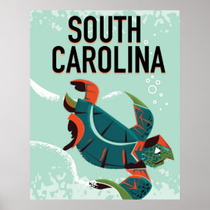 Zuid-Carolina vintage reisposter. Poster