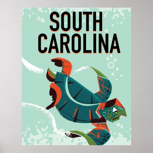Zuid-Carolina vintage reisposter. Poster (Voorkant)