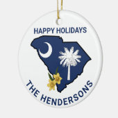 Zuid-Carolina Vlag & Bloemgeel Jessamine Keramisch Ornament (Links)