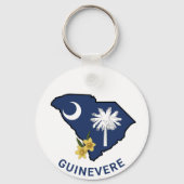 Zuid-Carolina Vlag & Bloemgeel Jessamine Sleutelhanger (Voorkant)