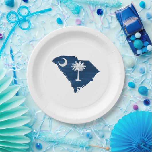 Zuid-Carolina vlag en kaart Papieren Bordje (Feest)