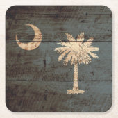 Zuid-Carolina: Vlag op de Oude Hout Grain Kartonnen Onderzetters (Voorkant)