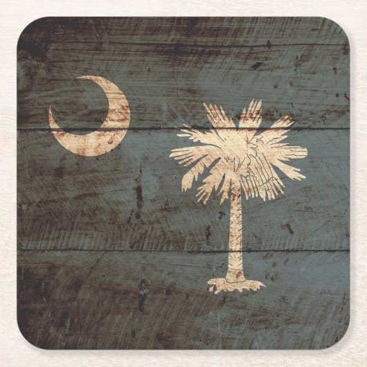 Zuid-Carolina: Vlag op de Oude Hout Grain Kartonnen Onderzetters (Voorkant)