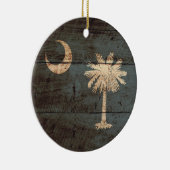 Zuid-Carolina: Vlag op de Oude Hout Grain Keramisch Ornament (Rechts)